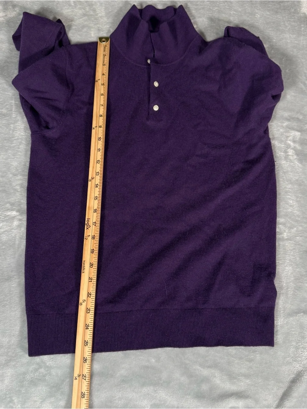 J Crew Cashmere Polo Sweater Mens M Preppy Thin Lightweight Knit Purple